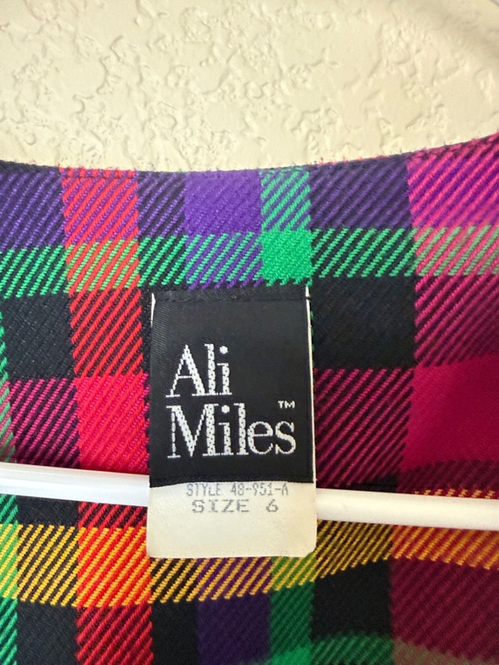 Ali Miles Multicolor Plaid Open-Front Blazer with Pockets - Picture 4 of 4